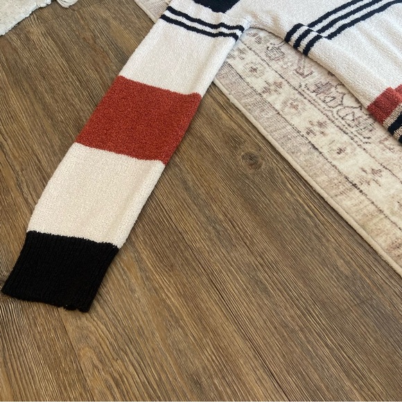 Soft Striped Crewneck Sweater - Black, White, and Rust - Picture 5 of 10